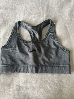 Nike Gray Racerback Sports Bra with Black Swoosh